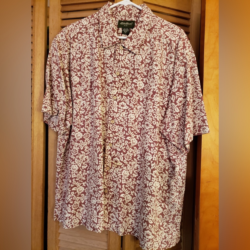 Eddie Bauer Floral Print Linen Blend Men’s Shirt